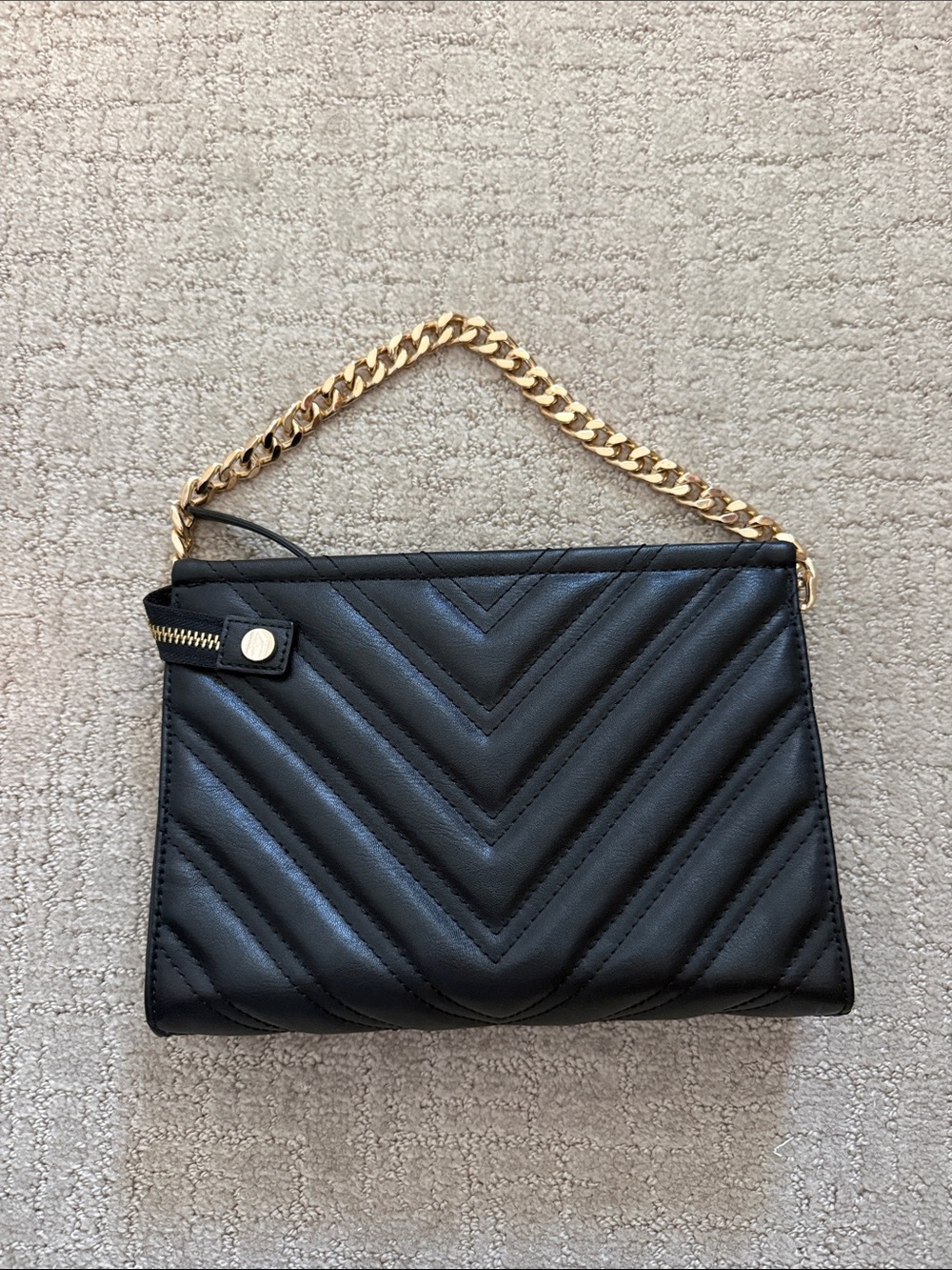 Black Quilted Leather Chain-Handle Women’s Shoulder Bag